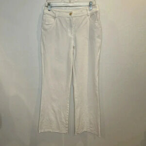 ST JOHN COLLECTION WHITE STRAIGHT LEG CROP RAW HEM SPORT PANT